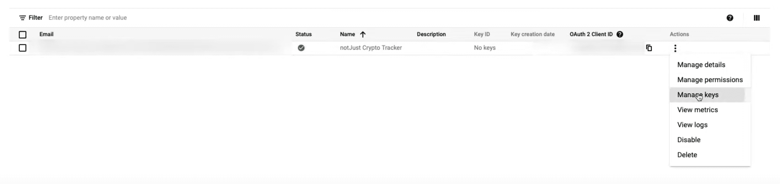 Manage Keys