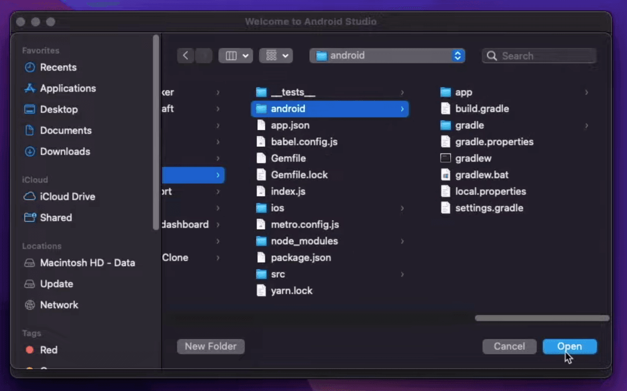 Open Android Studio