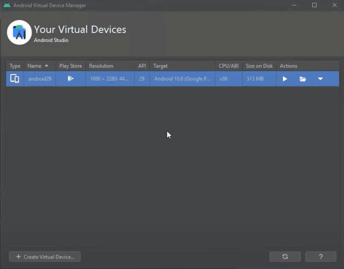 Run Virtual Device